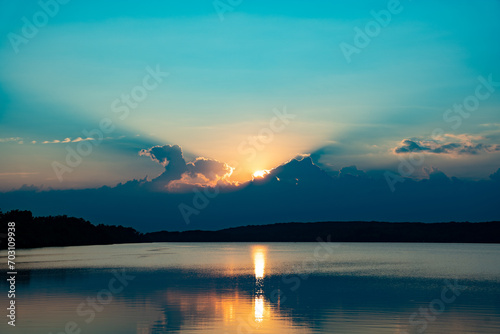 Sunset over a lake