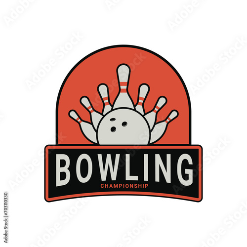 bowling sport logo design vintage retro badge