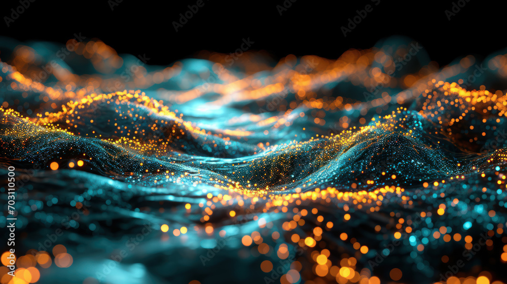 Stunning Abstract Visualization of Glowing Waves With Blue and Orange Lights Representing Dynamic Energy Movement. Generative AI Stunning Abstract Visualization of Glowing Waves With Blue and Orange Lights Representing Dynamic Energy Movement. Generative AI