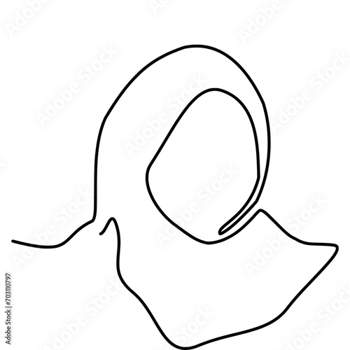 Continous line hijab woman illustration