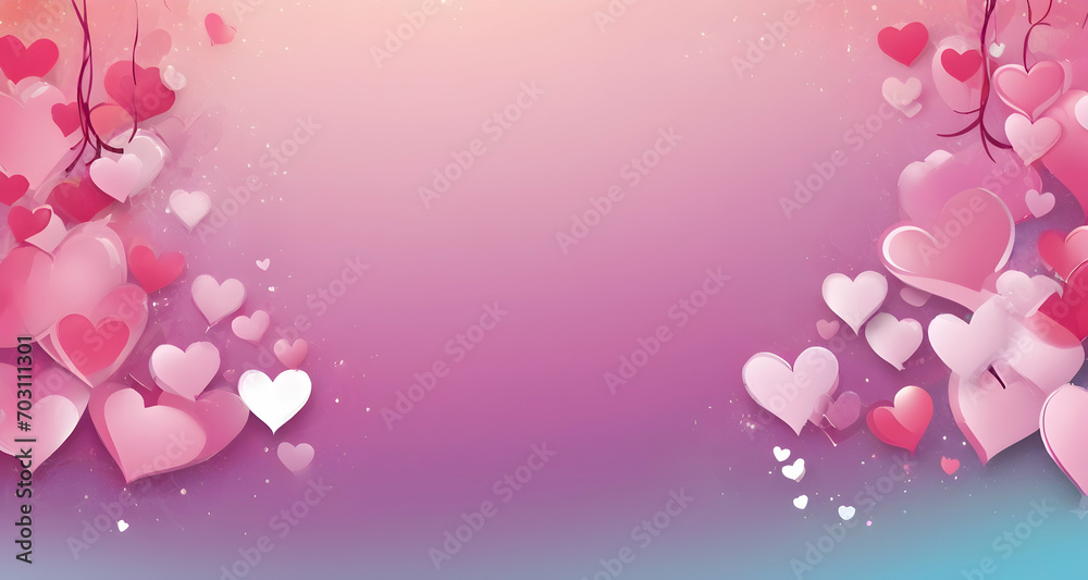 pink and white hearts , pink background, Valentines Day greeting card concept, Mothers Day anniversary design, Vector illustration, space for text.