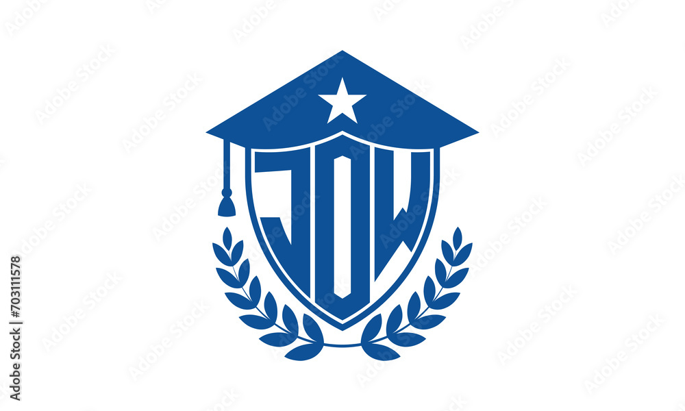 JOW three letter iconic academic logo design vector template. monogram, abstract, school, college, university, graduation cap symbol logo, shield, model, institute, educational, coaching canter, tech JOW three letter iconic academic logo design vector template. monogram, abstract, school, college, university, graduation cap symbol logo, shield, model, institute, educational, coaching canter, tech