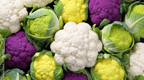 Cauliflower in a group wallpaper - ai generative