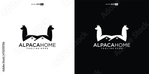 Alpaca house logo design illustration