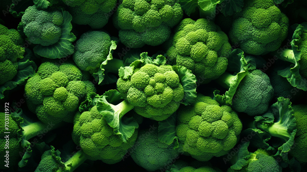 Broccoli in a group wallpaper - ai generative Broccoli in a group wallpaper - ai generative