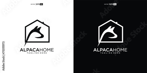 Alpaca house logo design illustration