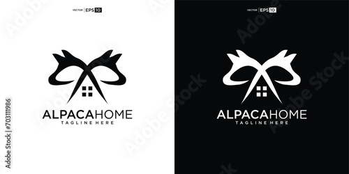 Alpaca house logo design illustration