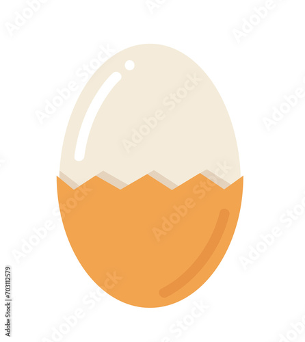 Half peeled boiled egg illustration