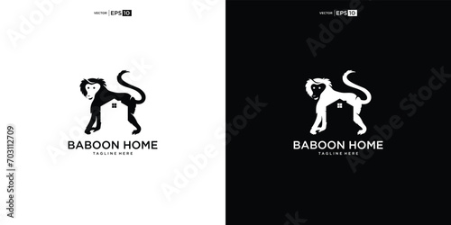 Creative  unique and modern monkey house logo vector design