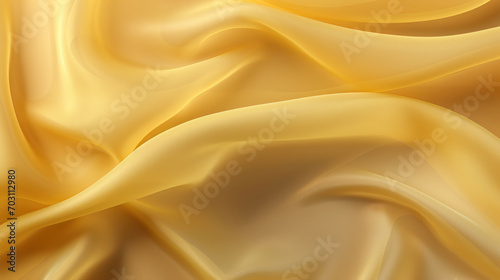 Smooth golden satin fabric with luxurious waves, reflecting light and creating a sense of opulent texture.