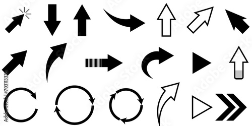 Arrow Icon Pack with 20 Directional Variants Including Solid, Curved, Circular, and Motion Styles