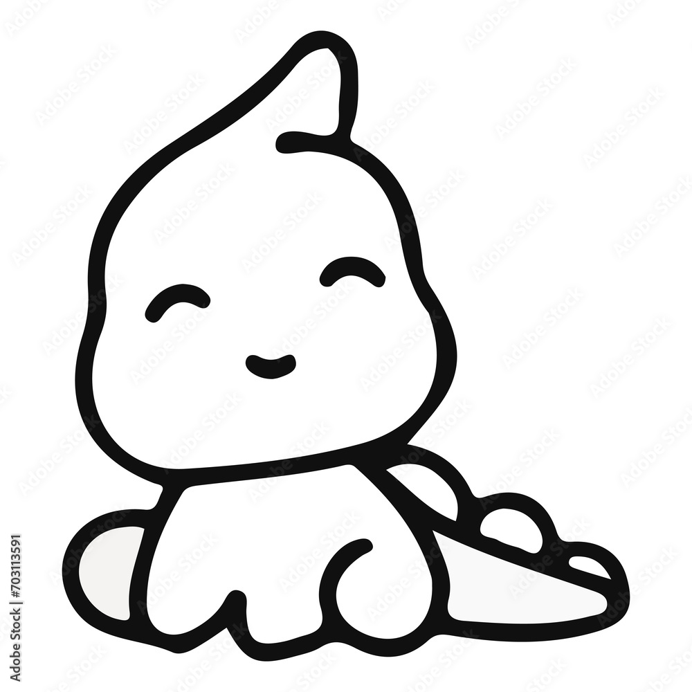 Cute dinosaur doodle with transparent background