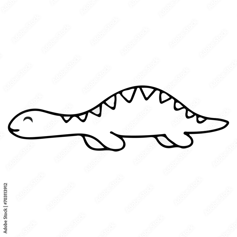 Fototapeta premium Cute dinosaur doodle with transparent background