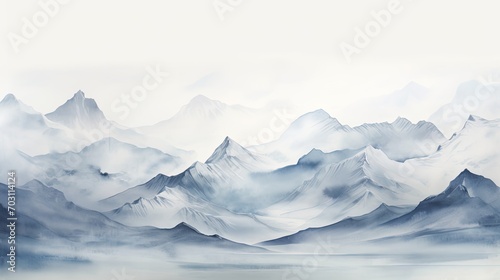 Mountain water color light gray background