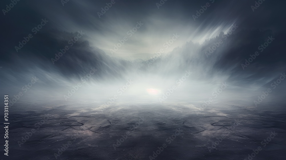 Dark gray background fog and light on floor. Mystical mist. smoke in dark room. Banner show product Dark gray background fog and light on floor. Mystical mist. smoke in dark room. Banner show product
