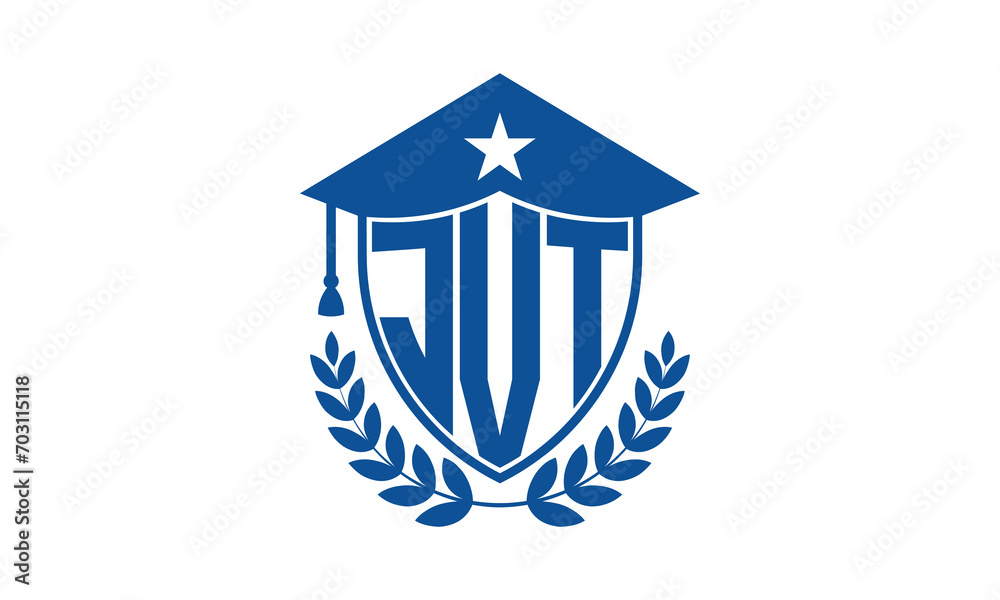JVT three letter iconic academic logo design vector template. monogram, abstract, school, college, university, graduation cap symbol logo, shield, model, institute, educational, coaching canter, tech JVT three letter iconic academic logo design vector template. monogram, abstract, school, college, university, graduation cap symbol logo, shield, model, institute, educational, coaching canter, tech