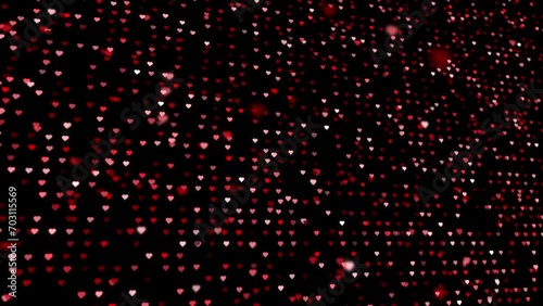 Flying 3d hearts pattern on black loop backround. Concept Valentine's day animation.