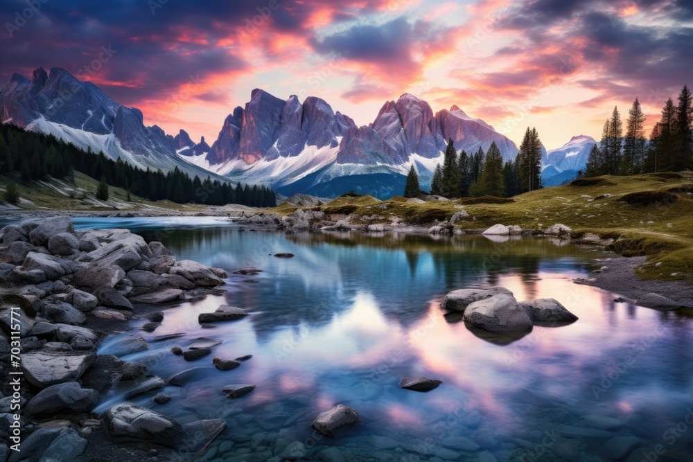Fantastic panoramic view of the Dolomites, Panoramic view of the Dolomites in Italy, Europe, AI Generated