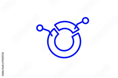 circle stats pictogram  isolated on white in flat style design. Vector illustration.	