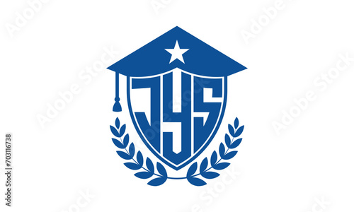 JYS three letter iconic academic logo design vector template. monogram, abstract, school, college, university, graduation cap symbol logo, shield, model, institute, educational, coaching canter, tech
