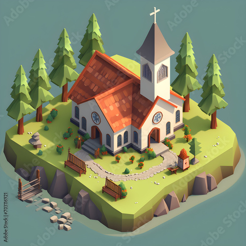 isometric a little church cartoon style american sd, 
Created using generative AI tools