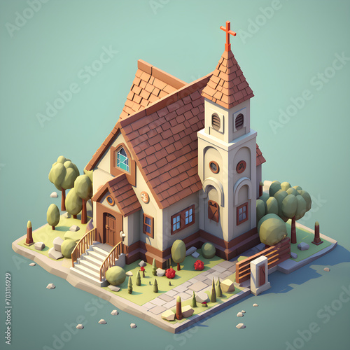 isometric a little church cartoon style american sd, 
Created using generative AI tools