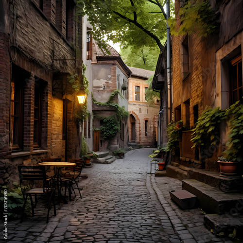 A quiet alley in an old European city.