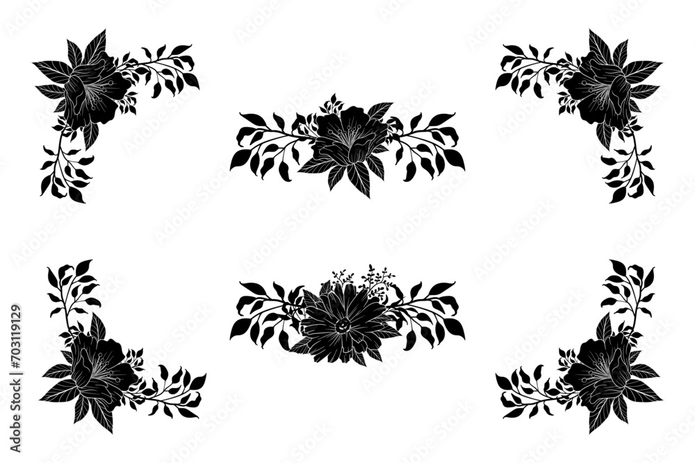 Set botanic blossom floral elements Decorative for Invitation Set botanic blossom floral elements Decorative for Invitation