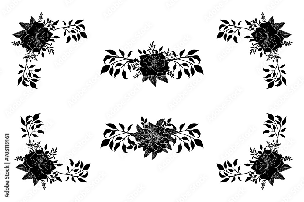 Fototapeta premium Set botanic blossom floral elements Decorative for Invitation