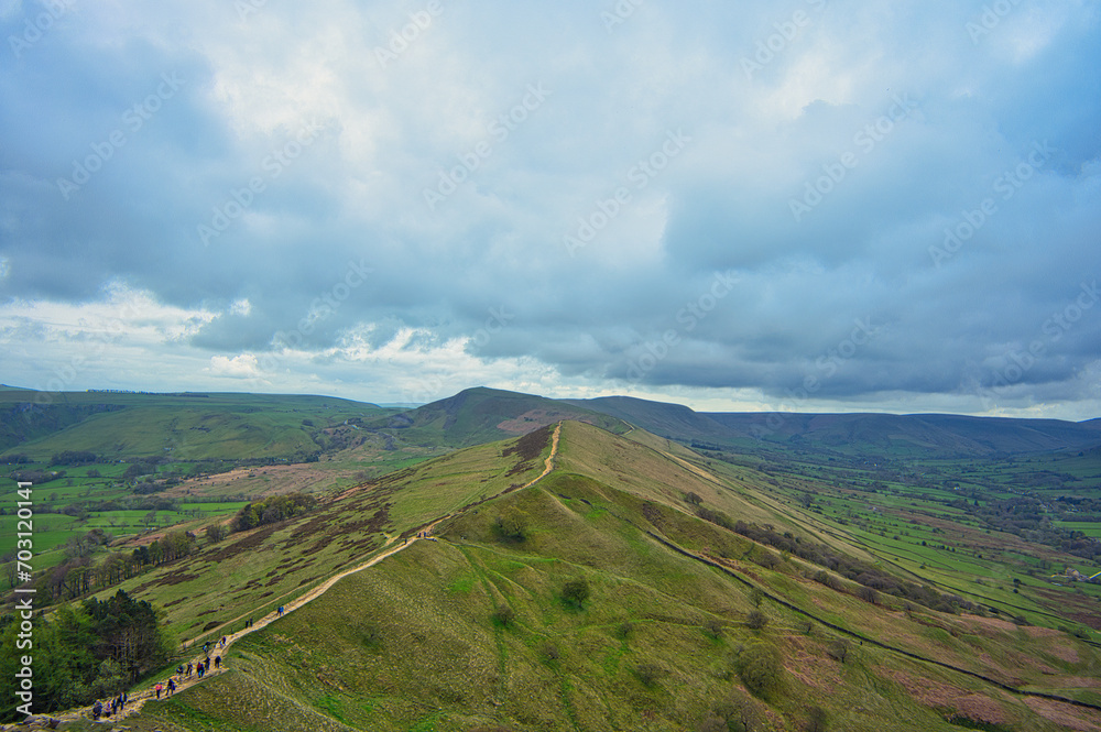 landscape with hills clouds in Peak District