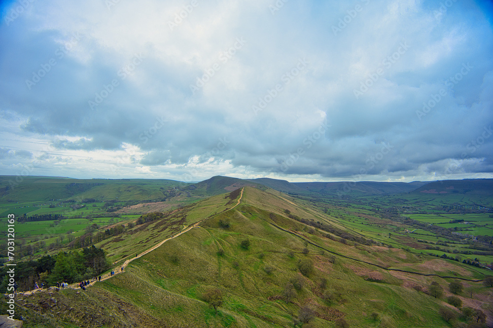 landscape with hills clouds in Peak District