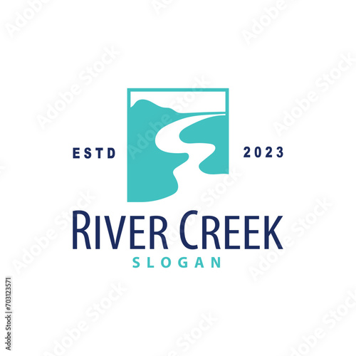 River logo, creeks, simple silhouette inspiration design river flow illustration template