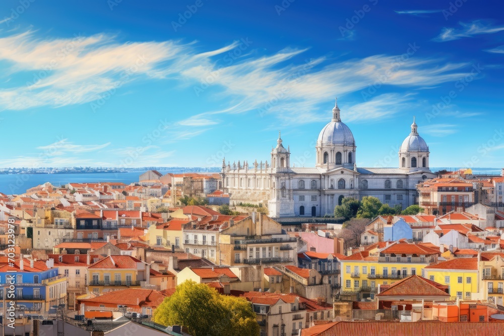 Cityscape of Porto, Portugal, Europe. Collage, Panorama of Lisbon, Portugal, AI Generated