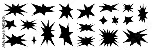 Set of jagged irregular stars shape. Cut out of paper for collages. Grunge elements for design. Vector isolated illustration.
