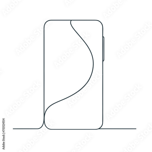 Continuous outline of a phone in one line, simple vector sketch