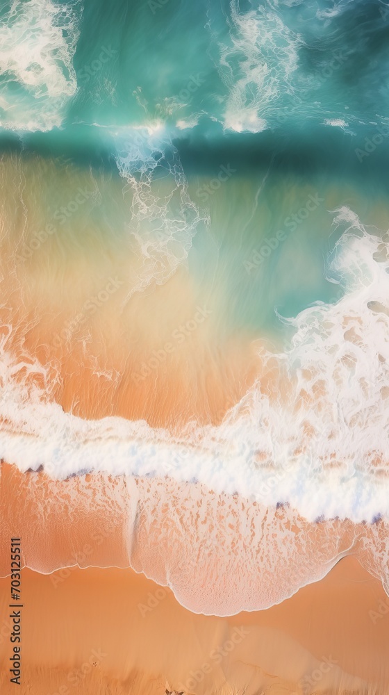 A Bird's Eye View of a Serene Beach and Expansive Ocean A Bird's Eye View of a Serene Beach and Expansive Ocean