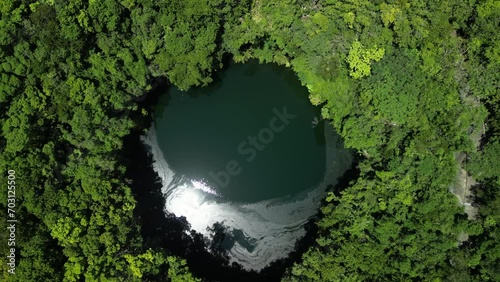 Aerial view of Los Tres Ojos National Park in Santo Domingo Domincan Republic