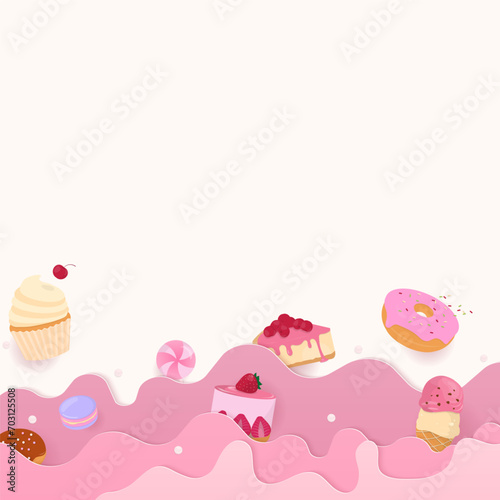 Cake and dessert with pink wave