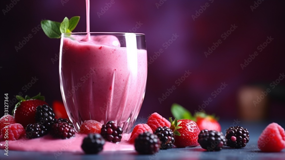 strawberry smoothie in a glass strawberry smoothie in a glass