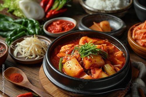 Asian cuisine. Korean kimchi. Food