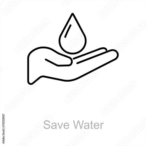 Save Water and water preservation icon concept