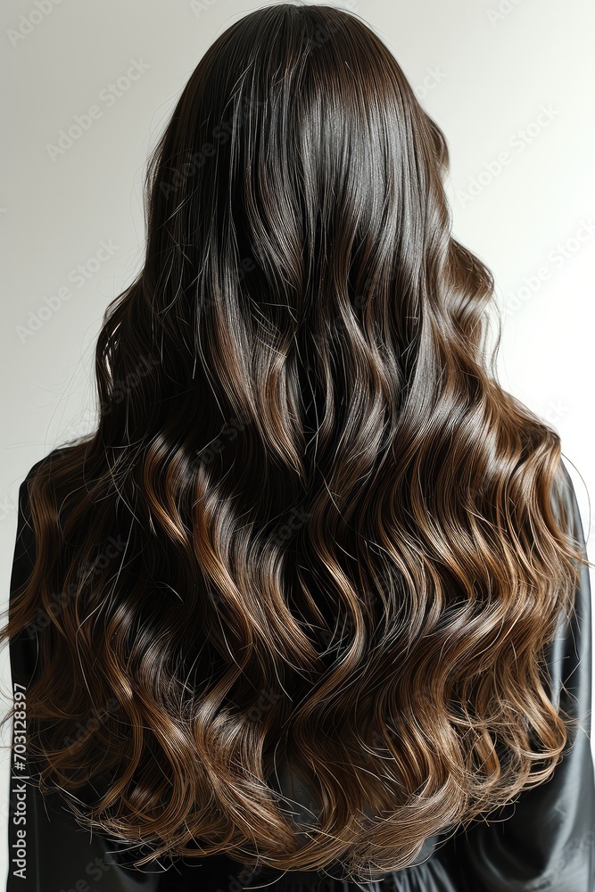Naklejka premium Beautiful long straight hair, Back from behind. Generative AI.