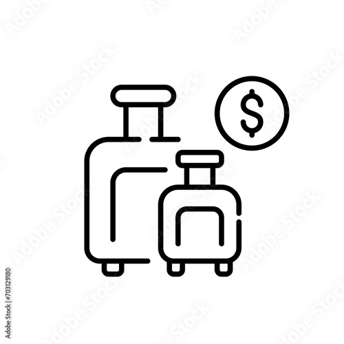 Buy check in and carry on luggage places. Low cost airlines tickets. Pixel perfect, editable stroke icon