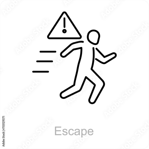 Escape and survive icon concept