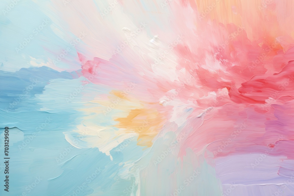 Abstract oil paint background. Blue, pink, yellow and white colors, Pastel paint colorful splashes background with a pastel color palette, AI Generated