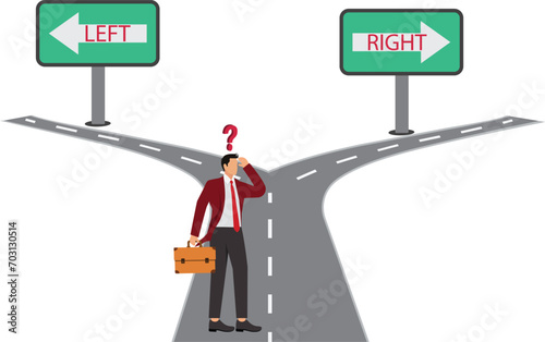 Choosing, Forked Road, Fork In The Road, Crossroad, Illustration, Businessman