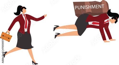 Punishment, Scolding, Carrying, Stone Object, men, Heavy, Over Burdened, Businesswoman