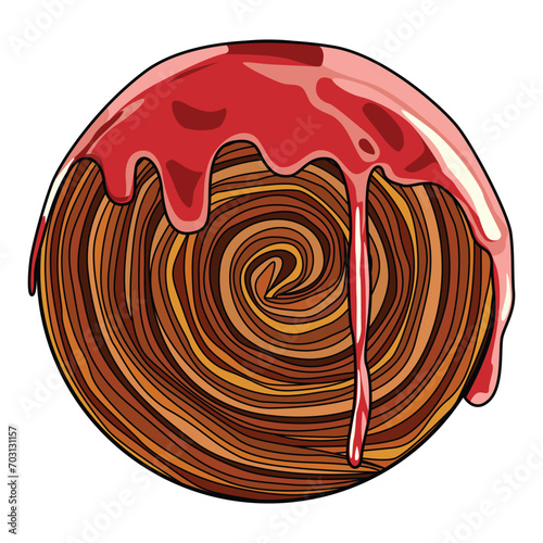 Cromboloni or croissant and bombolone with red velvet flavor vector illustration