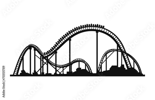 A Rollercoaster black Silhouette, Roller coaster Vector isolated on a white background