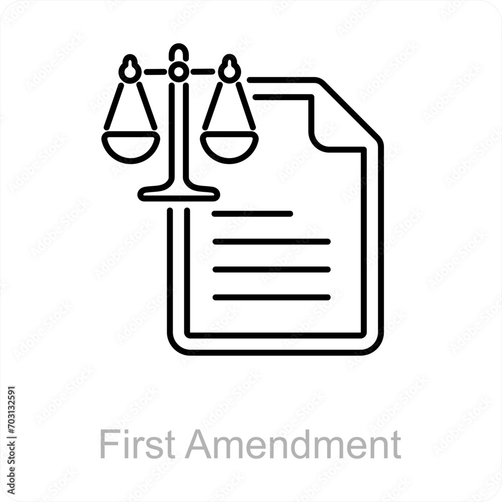 First Amendment and law icon concept First Amendment and law icon concept